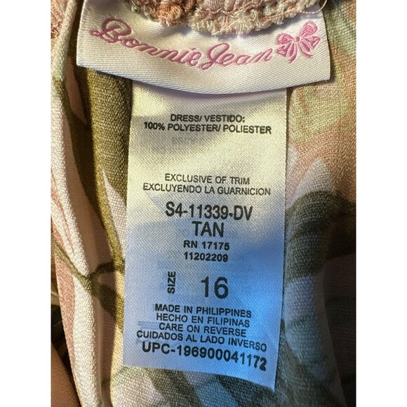 Bonnie Jean Girls Halter Maxi Dress With Tropical Leaf Print Size 16 - Picture 4 of 6